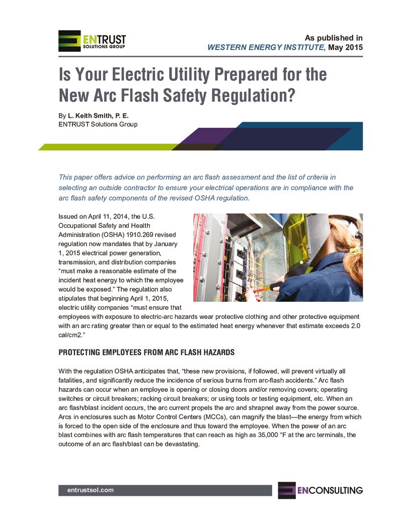 Is Your Electric Utility Prepared for the New Arc Flash Safety Regulation?
