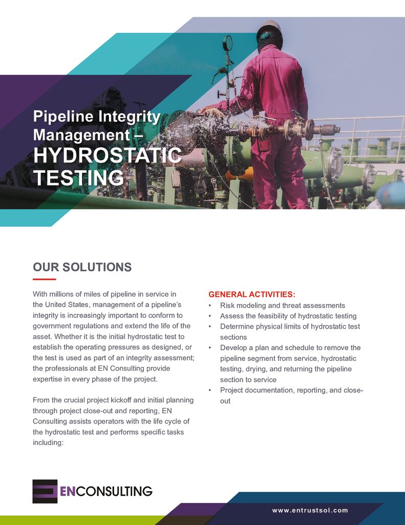 Pipeline Integrity Management – Hydrostatic Testing