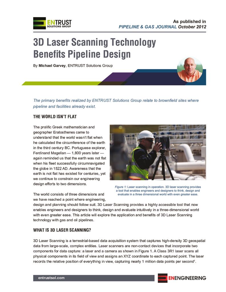 3D Laser Scanning Technology Benefits Pipeline Design